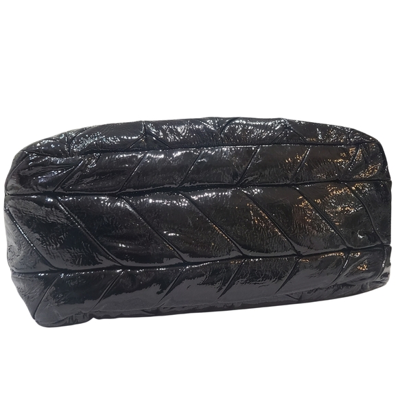 PRADA Vernis Chevron Dome Satchel in Nero Bowler Handbag W/ Shoulder Strap MINT - Picture 10 of 16